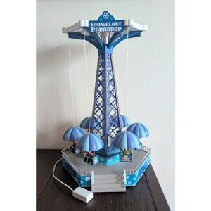 Lemax 34634 Snowflake Paradrop Carnival Ride WORKS! READ DESCRIPTION